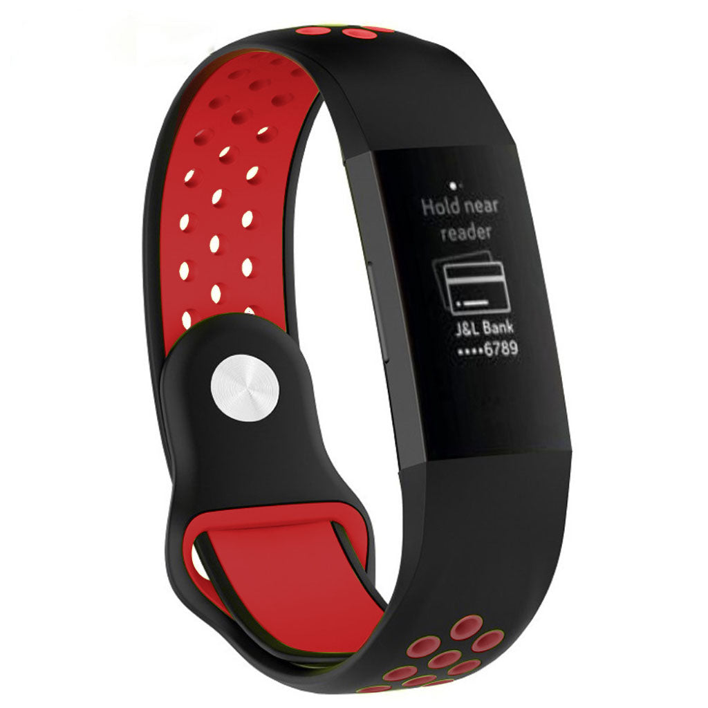 Fitbit Charge 3 atmungsaktiv zweifarbig Silikonarmband - Schwarz / Rot