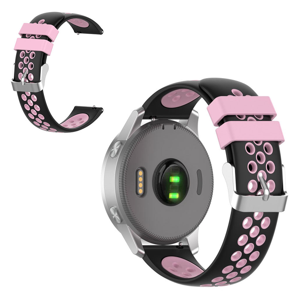 18mm Garmin Vivoactive 4S / Vivomove 3s Zweifarbig Silikon Uhrenarmband - Schwarz / Rosa
