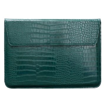 11-12 " Laptop-Hülle Veganes Leder Krokodil Textur Stand Laptop Tasche Tasche - Deep Cyan