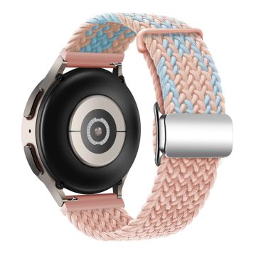 Huawei Watch GT 3 42mm / GT 3 Pro 43mm Universal 20mm Woven Strap Magnetic Silver Buckle armband - Blau + Rosa + Rosa