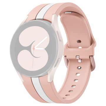 KALEBOL Samsung Galaxy Watch 20mm Armband Dual Color Silikonband - Rosa + Weiß