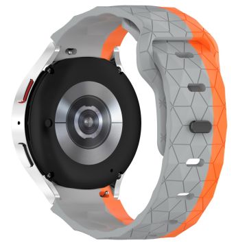 Samsung Galaxy Watch 20mm Armband Fußball-Muster Ersatz-Silikonband - Grau + Orange