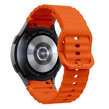 Samsung Galaxy Watch 20mm Wave Design Armband Stitching Line Decor Silikonarmband - Orange