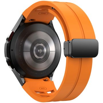 Samsung Galaxy Watch 20mm Armband Stylisches Silikonarmband mit magnetischer Faltschnalle - Orange