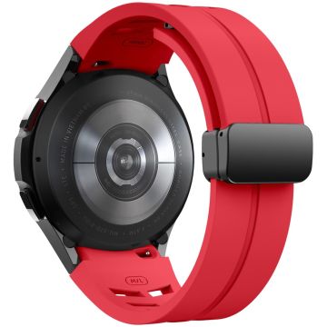 Samsung Galaxy Watch 20mm Armband Stylisches Silikonarmband mit magnetischer Faltschnalle - Rot