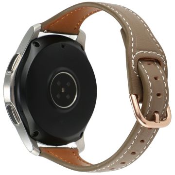 Samsung Galaxy Watch7 44mm Genuine Cow Leather 20mm Watch Strap - Coffee+Rose Gold Buckle