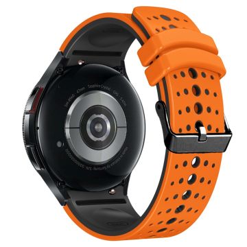 Silikonarmband Samsung Galaxy Watch7 44mm 40mm / Watch FE 40mm / Watch6 44mm 40mm Multiple Holes Dual Color Watchband - Orange+Schwarz