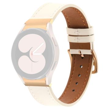 PU-Lederarmband Samsung Galaxy Watch7 44mm 40mm / Watch FE 40mm / Watch6 44mm 40mm Rose Gold Buckle Watchband - Weiß