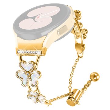 Metal Band with Connector Samsung Galaxy Watch6 44mm / 40mm / Watch6 Classic 47mm / 43mm Heart Clover Decor Watch Strap - Gold