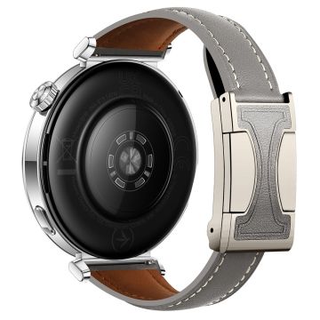 20mm Genuine Cow Leather Strap Samsung Galaxy Watch7 44mm / 40mm / Huawei Watch GT 3 42mm Flat Texture Magnetic Watch Band - Grey