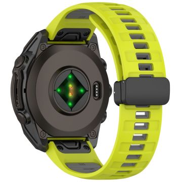 22mm Watch Band Garmin Fenix 8 47mm / Fenix E 47mm / Quatix 7 Pro Breathable Silicone Strap with Magnetic Folding Clasp - Lime+Grey