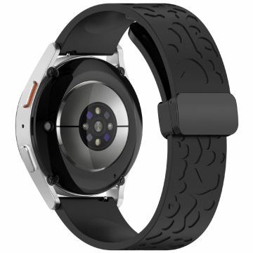 KALEBOL 20mm Magnetic Silicone Strap Samsung Galaxy Watch6 Classic 47mm / 43mm / Huawei Watch GT 3 Pro 43mm Leopard Print Watch Band - Black
