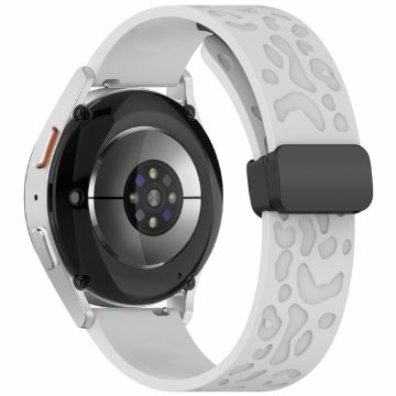 KALEBOL 20mm Magnetic Silicone Strap Samsung Galaxy Watch6 Classic 47mm / 43mm / Huawei Watch GT 3 Pro 43mm Leopard Print Watch Band - Light Grey