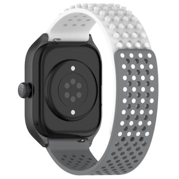 KALEBOL 20mm Silicone Strap Samsung Galaxy Watch6 Classic 47mm / 43mm / Huawei Watch GT 3 Pro 43mm Flat Push Type Watch Band - White+Grey