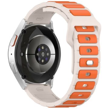 KALEBOL 22mm zweifarbiges Silikonarmband Samsung Galaxy Watch3 45mm / Huawei Watch GT 5 46mm / GT 5 Pro 46mm Uhrenarmband - Starlight+Orange