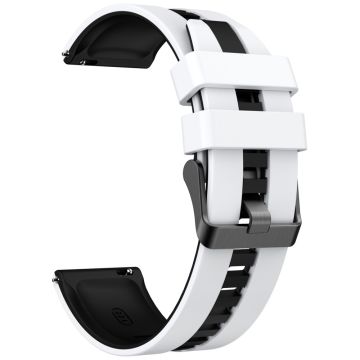 KALEBOL 20mm Dual Color Silicone Strap Samsung Galaxy Watch6 Classic 47mm / 43mm / Huawei Watch GT 3 Pro 43mm Watch Band - White+Black