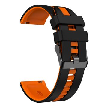 KALEBOL 22mm Zweifarbiges Silikonarmband Samsung Galaxy Watch3 45mm / Huawei Watch GT 5 46mm / GT 5 Pro 46mm Uhrenarmband - Schwarz+Orange
