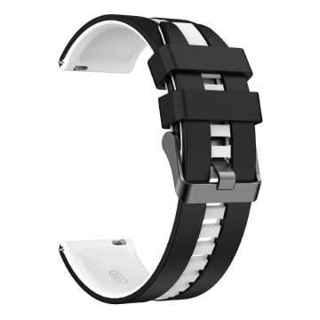 KALEBOL 22mm zweifarbiges Silikonarmband Samsung Galaxy Watch3 45mm / Huawei Watch GT 5 46mm / GT 5 Pro 46mm Uhrenarmband - Schwarz+Weiß