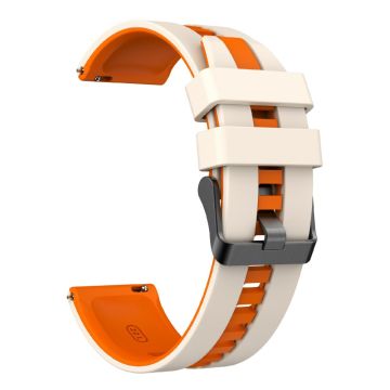 KALEBOL 22mm zweifarbiges Silikonarmband Samsung Galaxy Watch3 45mm / Huawei Watch GT 5 46mm / GT 5 Pro 46mm Uhrenarmband - Starlight+Orange