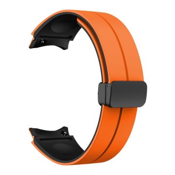 Zweifarbiges magnetisches Silikonarmband für Samsung Galaxy Uhren - Orange+Schwarz