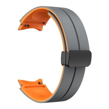 Zweifarbiges magnetisches Silikonarmband für Samsung Galaxy Uhren - Grau+Orange