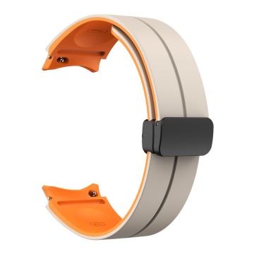 Zweifarbiges magnetisches Silikonarmband für Samsung Galaxy Uhren - Starlight+Orange