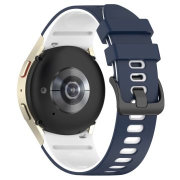 Zweifarbiges Silikonarmband für Samsung Galaxy Watch - Mitternachtsblau+Weiß