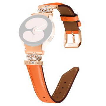 Uhrenarmband Samsung Galaxy Watch Universal Rhinestone Crown Connector Armband mit Rose Gold Schnalle - Orange