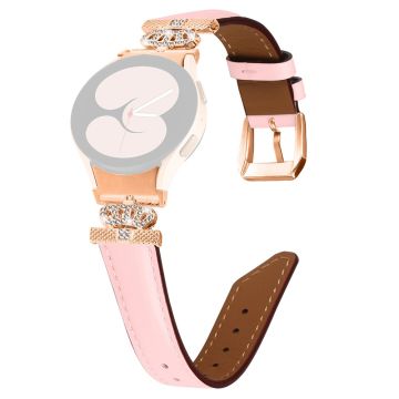 Uhrenarmband Samsung Galaxy Watch Universal Rhinestone Crown Connector Armband mit Rose Gold Schnalle - Pink