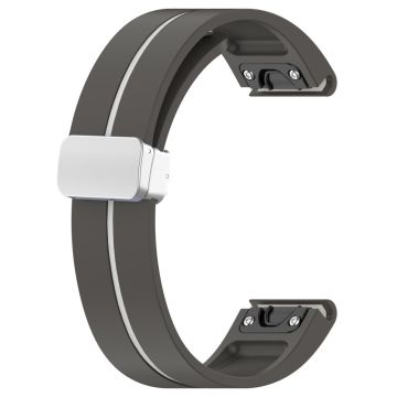 Samsung Galaxy Watch 6 / 6 Classic / 5 / 4 Magnetisches Silber Schnalle Uhrenarmband 20mm Dual Color Silikonband - Grau+Weiß