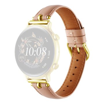 20mm Universal Smart armband Echtes Rindslederband Ersatz - Hellrosa+Goldschnalle Schnalle