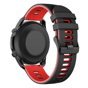 Samsung Galaxy Watch6 Classic 47mm 43mm / GarminActive 5 Flexibles Band 20mm Dual Color Uhrenarmband - Schwarz+Rot