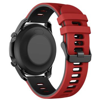 Samsung Galaxy Watch6 Classic 47mm 43mm / GarminActive 5 Flexibles Band 20mm Dual Color Uhrenarmband - Rot+Schwarz