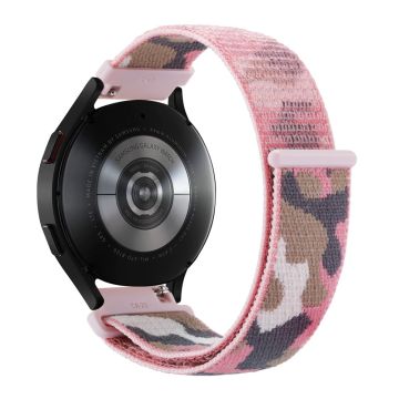 Samsung Galaxy Watch6 Classic 47mm 43mm / GarminActive 5 Nylon Uhrenarmband 20mm Camouflage Armband - Pink Camo