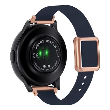 Samsung Galaxy Watch 20mm Universal-Lederarmband mit magnetischer Faltschnalle - Mitternachtsblau / Rose Gold Schnalle Und Rose Gold Schnalle