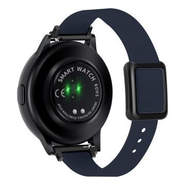 Samsung Galaxy Watch 20mm Universal-Lederarmband mit magnetischer Faltschnalle - Mitternachtsblau / Schwarze Schnalle Und Rose Gold Schnalle