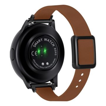 Samsung Galaxy Watch 20mm Universal-Lederarmband mit magnetischer Faltschnalle - Braun / Schwarze Schnalle Und Rose Gold Schnalle