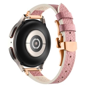 Samsung Galaxy Watch6 / Garmin Venu Sq / Huami Amazfit Bip Silikon- und Echtlederband 20mm Uhrenarmband - Pink / Rose Gold Schnalle