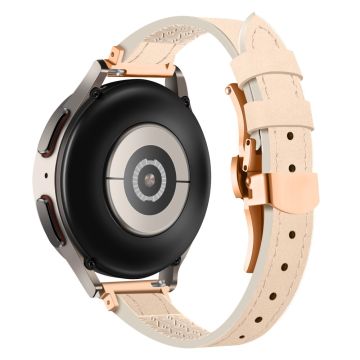 Samsung Galaxy Watch6 / Garmin Venu Sq / Huami Amazfit Bip Silikon- und Echtlederband 20mm Uhrenarmband - Aprikose / Rose Gold Schnalle