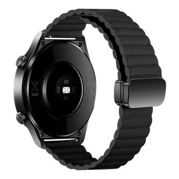 Samsung Gear S3 Classic / Garmin Vivoactive 4 Magnetic armband 22mm Lederarmband - Schwarz