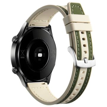 Samsung Galaxy Watch6 Classic 47mm 43mm / GarminActive 5 20mm Uhrenarmband Rindsleder-Silikonarmband - Grün+Sternenlicht