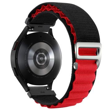 KALEBOL KLB-GSNL-001 Samsung Galaxy Watch6 / Watch6 Classic Nylon Uhrenarmband 20mm Armband - Schwarz+Rot