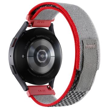 KALEBOL KLB-YJNLHH-001 Samsung Galaxy Watch6 / Watch6 Classic Nylonband 20mm Uhrenarmband Schleifenverschluss - Rot+Grau