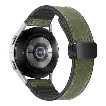 Samsung Gear Sport / Huawei Watch GT 3 42mm Magnetisches Echtes Rindsleder Uhrenarmband, 20mm - Armeegrün