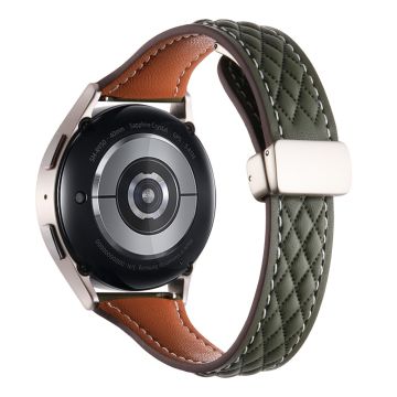 Samsung Galaxy Watch6 Classic / Watch6 Uhrenarmband 20mm Faltschnalle Echtes Rindslederband - Olivgrün