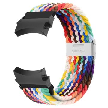 Samsung Galaxy Watch4 / Watch 5 / Watch6 Classic Series Uhrenarmband Nylon geflochtenes Uhrenarmband - Schwarzer Regenbogen