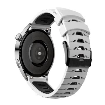 KALEBOL KLB-SSTXGJ-001 Samsung Galaxy Watch6 Classic 43mm / 47mm / GarminActive 20mm Silikon Trapezförmiges Uhrenarmband - Weiß + Schwarz