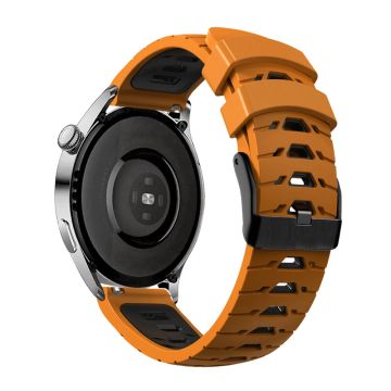 KALEBOL KLB-SSTXGJ-001 Samsung Galaxy Watch6 Classic 43mm / 47mm / GarminActive 20mm Silikon Trapezförmiges Uhrenarmband - Orange + Schwarz