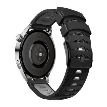 KALEBOL KLB-SSTXGJ-001 Samsung Galaxy Watch6 Classic 43mm / 47mm / GarminActive 20mm Silikon Trapezförmiges Uhrenarmband - Schwarz + Grau