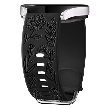 Garmin Vivomove 3 / Forerunner 645 / Samsung Gear S2 Classic Universal 20mm Carving Flower Silikon Uhrenarmband - Schwarz